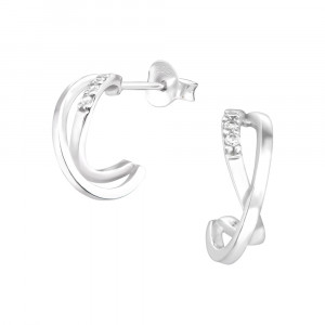 Cercei din argint in forma de semicercuri cu zirconii DiAmanti DIA36778 (Argint 925‰ 1,4 g.)
